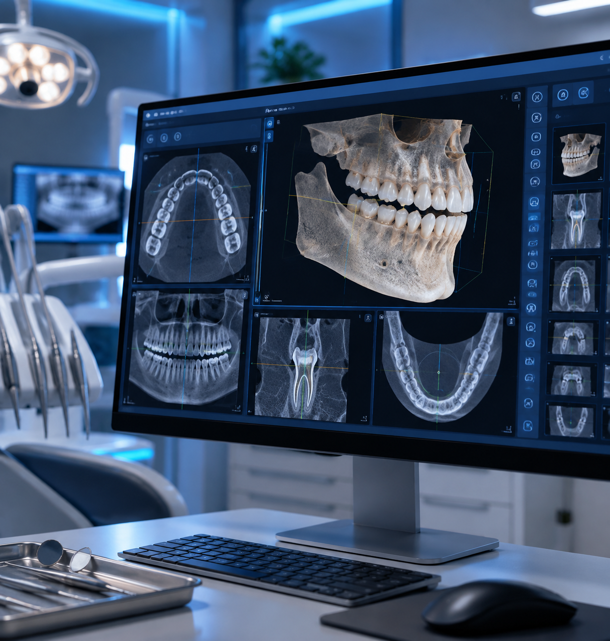 3D dental imaging on a monitor in the operatory